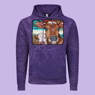 Cows Serape Leopard Gemstone Vintage Hoodie Designed By Cowcowdesign