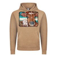 Vintage Coffee Cows Serape Leopard Gemstone Vintage Hoodie - CowCowDesign