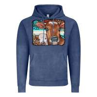 Vintage Denim Cows Serape Leopard Gemstone Vintage Hoodie - CowCowDesign