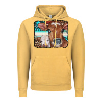 Vintage Mustard Cows Serape Leopard Gemstone Vintage Hoodie - CowCowDesign