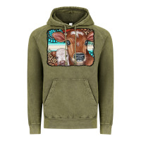 Vintage Olive Cows Serape Leopard Gemstone Vintage Hoodie - CowCowDesign