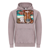 Vintage Zinc Cows Serape Leopard Gemstone Vintage Hoodie - CowCowDesign