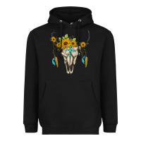 Black bull skull western Heavyweight Hoodie - BarkalooDesign