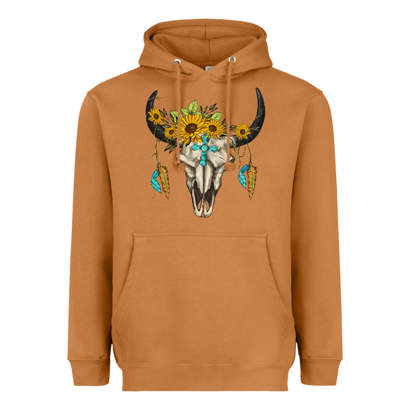 Bull Skull Western Heavyweight Hoodie by BarkalooDesign | Teevron