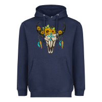 Navy bull skull western Heavyweight Hoodie - BarkalooDesign