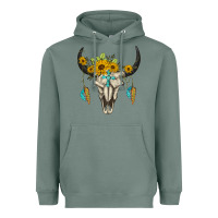 Sage bull skull western Heavyweight Hoodie - BarkalooDesign