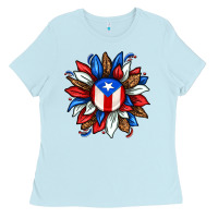 Baby Blue puerto rico sunflower Ladies Tee - texasbilliewilder