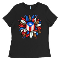 Black puerto rico sunflower Ladies Tee - texasbilliewilder