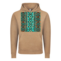 Vintage Coffee Aztec Turquoise Pattern Vintage Hoodie - CowCowDesign