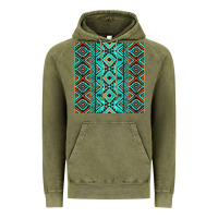 Vintage Olive Aztec Turquoise Pattern Vintage Hoodie - CowCowDesign