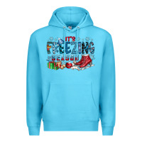 Ocean Blue It's Freezing Season Premium Hoodie - CowhideDigitalArt