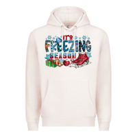 Pale Pink It's Freezing Season Premium Hoodie - CowhideDigitalArt