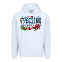 White It's Freezing Season Premium Hoodie - CowhideDigitalArt