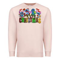 Pale Pink merry christmas stitch Premium Sweatshirt - AdoDesignShop