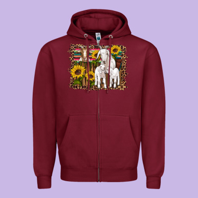 Gats Baby Gots Sunflowers Wooden Serape Leopard Zipper Hoodie Designed By Artiststas