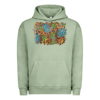 Pigment Oil Green horseshoe leopard gemstone cactus background Urban Hoodie - AdoDesignShop