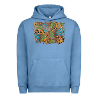 Pigment Pebble Blue horseshoe leopard gemstone cactus background Urban Hoodie - AdoDesignShop