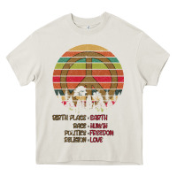 Cream Birthplace Earth Race Human Peace Sign Hippie Heavy Core Tee - Bettercallsaul