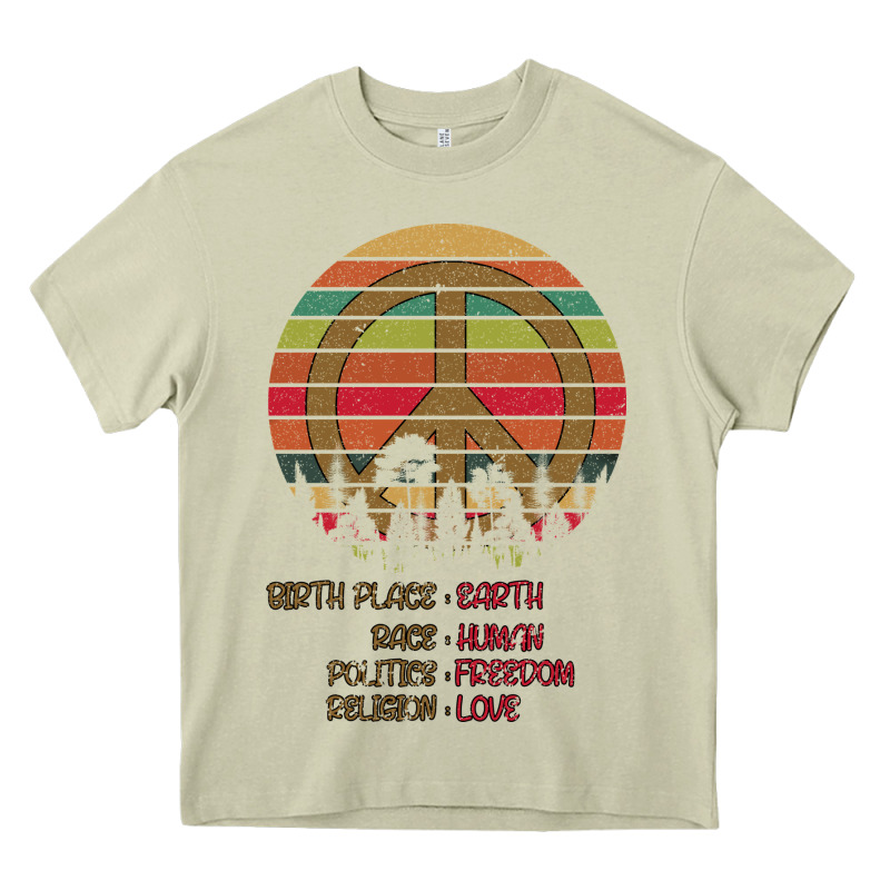 Birthplace Earth Race Human Peace Sign Hippie Heavy Core Tee by Bettercallsaul | Teevron