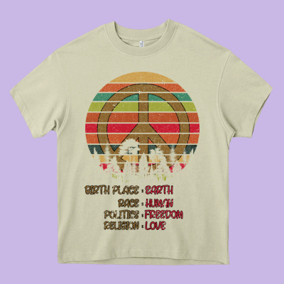 Birthplace Earth Race Human Peace Sign Hippie Heavy Core Tee Designed By Bettercallsaul