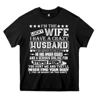 Black i am a lucky wife i have a crazy husband valentine gift Heavy Core Tee - longCreatives
