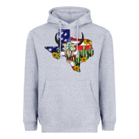 Heather Grey bull skull texas map american playng Heavyweight Hoodie - BarkalooDesign
