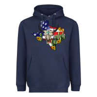 Navy bull skull texas map american playng Heavyweight Hoodie - BarkalooDesign