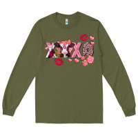 Army Green Xoxo baby Cow Valentine's Day Long Sleeve Tee - FaDigitalArtStudio