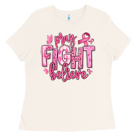 Bone pray fight believe breast cancer Ladies Tee - texasbilliewilder