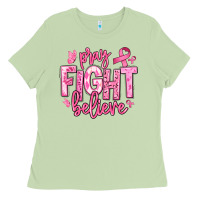 Matcha pray fight believe breast cancer Ladies Tee - texasbilliewilder