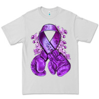 Dove Grey purple ribbon with boxing gloves Premium Tee - NancyCooperArtShop
