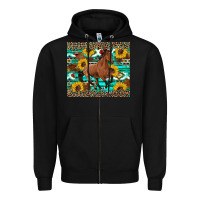 Black western horse sunflowers Zipper Hoodie - Artiststas