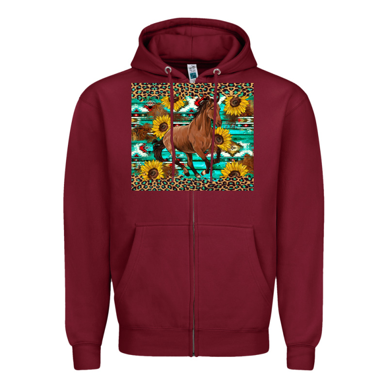 Western Horse Sunflowers Zipper Hoodie by Artiststas | Teevron