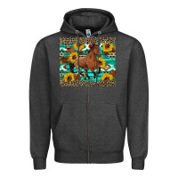 Charcoal Heather western horse sunflowers Zipper Hoodie - Artiststas