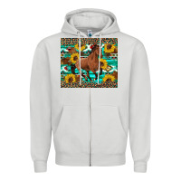 Dove Grey western horse sunflowers Zipper Hoodie - Artiststas