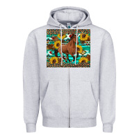 Heather Grey western horse sunflowers Zipper Hoodie - Artiststas