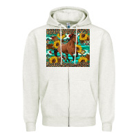 Oatmeal Heather western horse sunflowers Zipper Hoodie - Artiststas