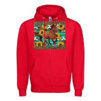 Red western horse sunflowers Zipper Hoodie - Artiststas