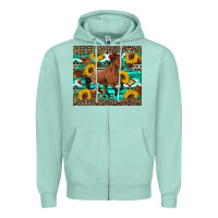 Seafoam western horse sunflowers Zipper Hoodie - Artiststas