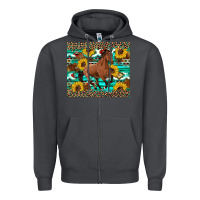 Smoke western horse sunflowers Zipper Hoodie - Artiststas