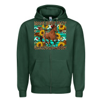Sports Green western horse sunflowers Zipper Hoodie - Artiststas