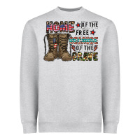 Heather Grey home of the free beacause of the brave Heavyweight Sweatshirt - CowhideDigitalArt