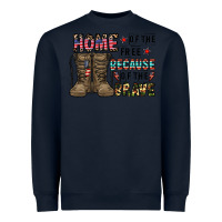 Navy home of the free beacause of the brave Heavyweight Sweatshirt - CowhideDigitalArt
