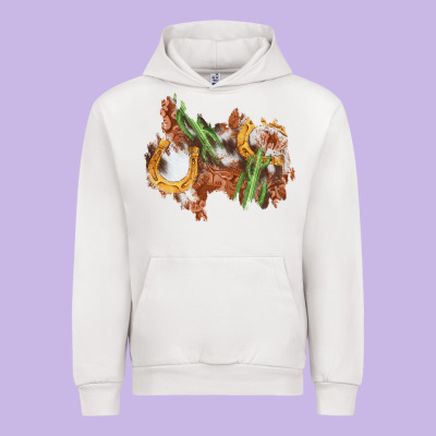 Horseshoe Cowhide Cactus Patch Urban Hoodie Designed By Adodesignshop