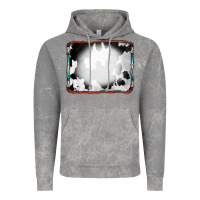 Cloud Rock Cowhide Background with Bleach Serape Frame Vintage Hoodie - CowCowDesign