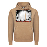 Vintage Coffee Cowhide Background with Bleach Serape Frame Vintage Hoodie - CowCowDesign