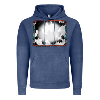 Vintage Denim Cowhide Background with Bleach Serape Frame Vintage Hoodie - CowCowDesign