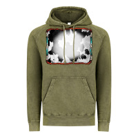 Vintage Olive Cowhide Background with Bleach Serape Frame Vintage Hoodie - CowCowDesign