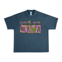 Midnight Navy Mardi Gras Mama with Beads Urban Heavy Tee - HowdyJamesFarm