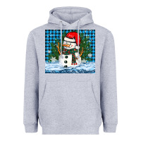 Heather Grey snowy christmas snowman Heavyweight Hoodie - BarkalooDesign